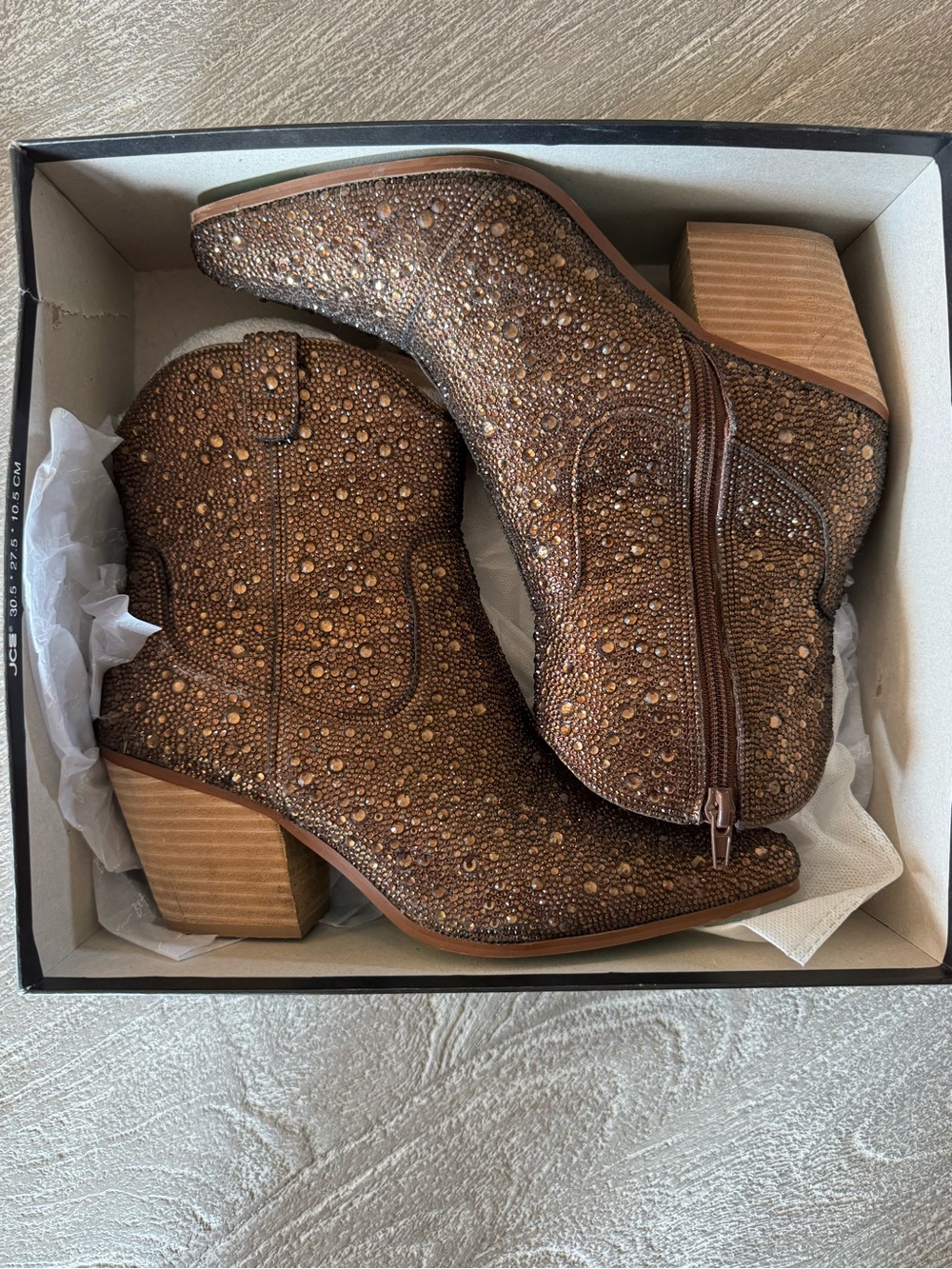 Betsey Johnson Brown Embellished Western Ankle Booties